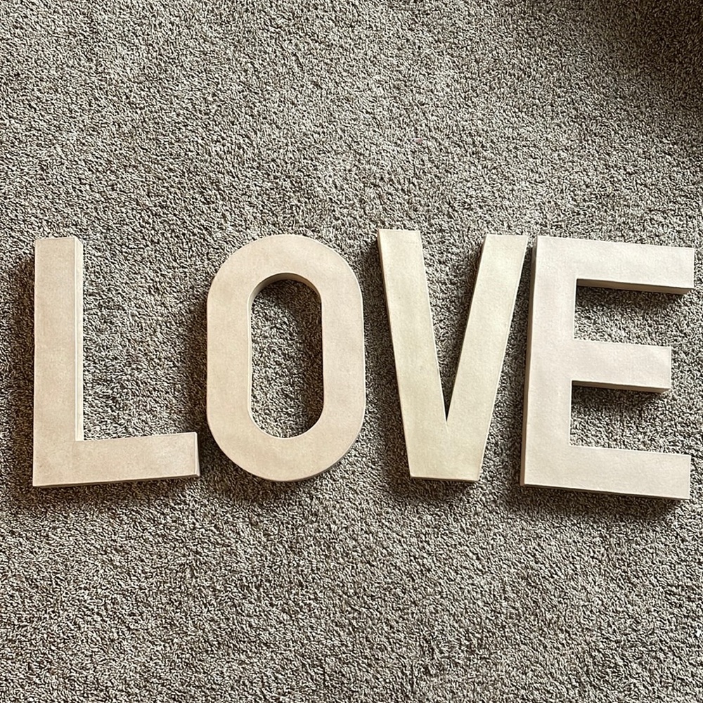 NWT Hobby Lobby Paper Mache Letters “LOVE”